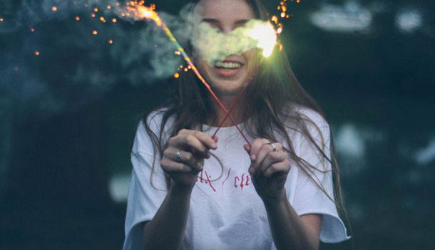girl with sparklers
